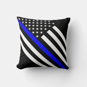 America Thin Blue Line Symbol Throw Pillow
