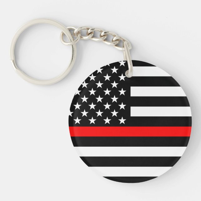 America Thin Red Line Symbol Keychain (Front)