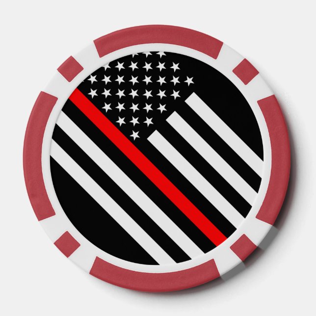 America Thin Red Line Symbol Poker Chips (Back)