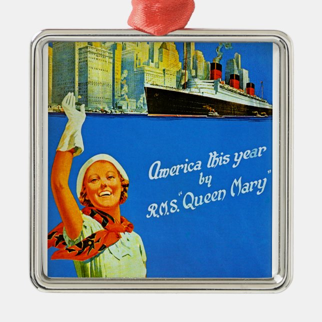 America This Year by RMS Queen Mary Metal Ornament (Front)