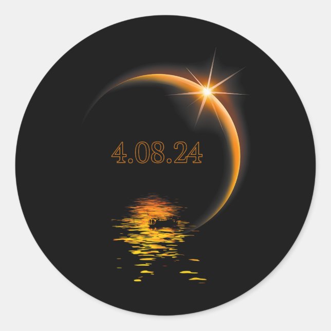 America Totality 04 08 24 Total Solar Eclipse 2024 Classic Round Sticker (Front)