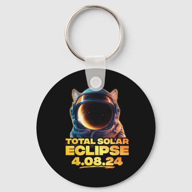 America Totality 4.08.24 Total Solar Eclipse Cat 2 Keychain (Front)