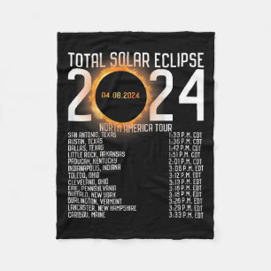 America Tour 2024 Totality On Back Solar Eclipse  Fleece Blanket