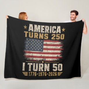 America Turns 250 I Turn 50 Fleece Blanket