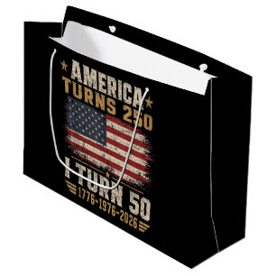 America Turns 250 I Turn 50 Large Gift Bag