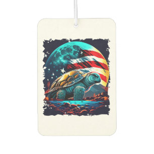 America turtle under Moon with American Flag Copy Air Freshener