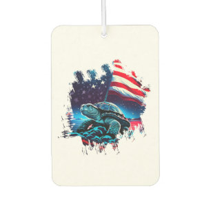 America turtle under Moon with American Flag Copy Air Freshener