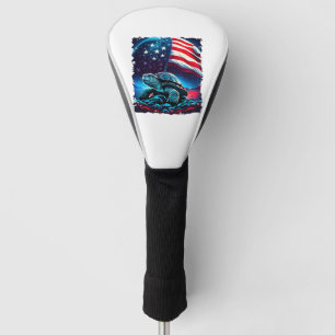 America turtle under Moon with American Flag Golf Head Cover