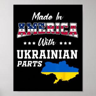 America Ukrainian Parts Ukraine Map Usa Flag Roots Poster