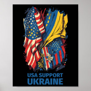 America Ukrayina Usa Support Ukraine And Kyiv Mix  Poster