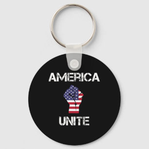 America Unite Resist Fist Patriotic Flag Freedom F Keychain