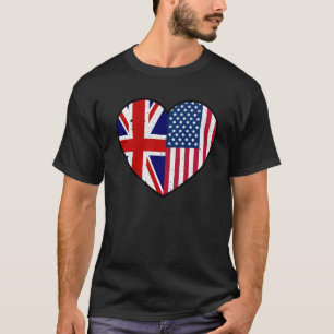 America United Kingdome Heart Flag T-Shirt