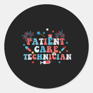 America Usa Fireworks Patient Care Technician 4th Classic Round Sticker