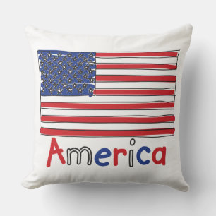 America USA KIDS Flag Throw Pillow