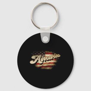 America Usa Patriot 4th Of July Veterans Day Flag  Keychain