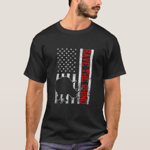 America USA Save The Rhino Animal Rights Rhinocero T-Shirt