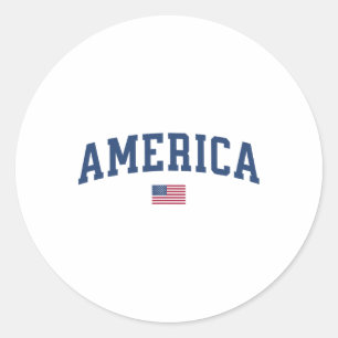 America Usa Women Men Kids American Flag July 4th  Classic Round Sticker