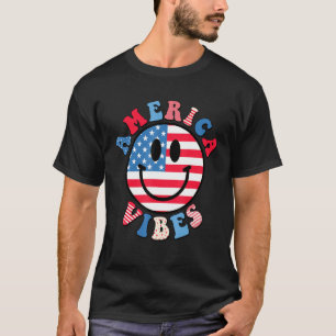 America Vibes Cute Smile Face USA American Flag 4t T-Shirt