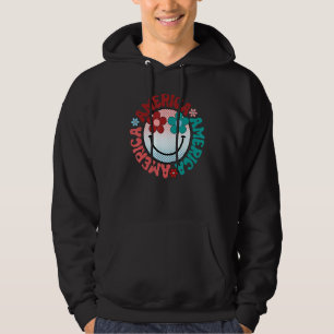 America Vibes Happy Face Smile Flower American 4th Hoodie