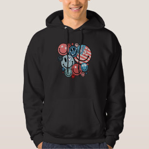 America Vibes Happy Face Smile Flower American 4th Hoodie