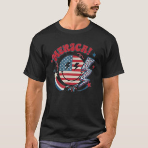 America Vibes Happy Face Smile Flower American 4th T-Shirt