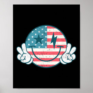 America Vibes Smile Face American Flag 4th Of July Poster