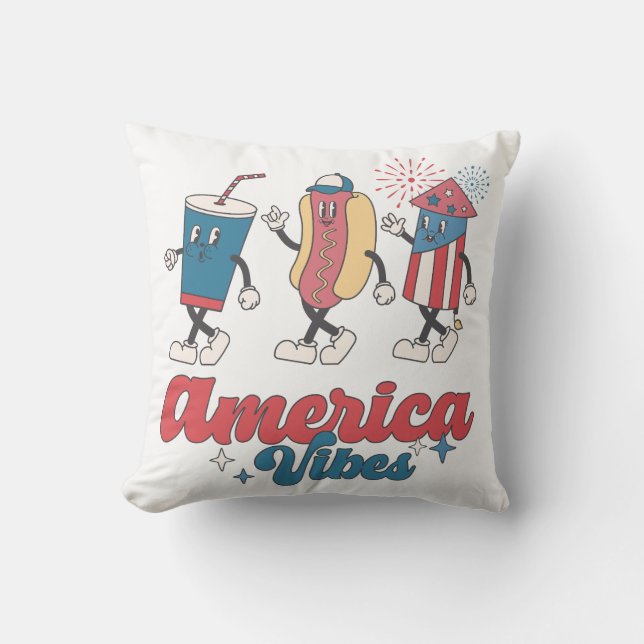 America Vibes Throw Pillow (Front)