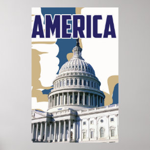 America vintage travel poster