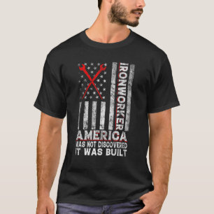 America Was Not Discovered American Flag Ironworke T-Shirt