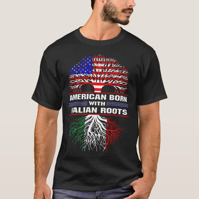 Américain né avec un T-shirt de racines italiennes (Devant)
