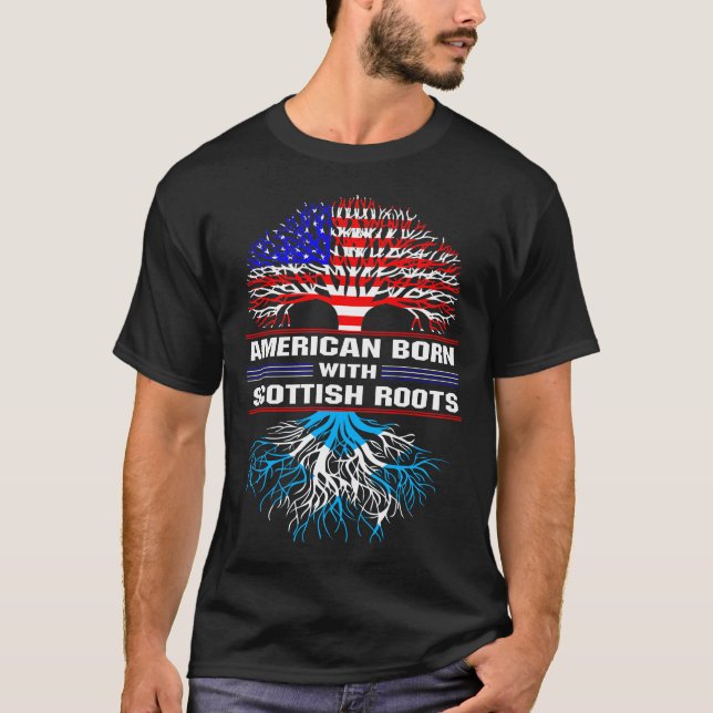 Américain né avec un T-shirt Scottish Roots (Devant)
