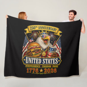 American 1776 2026 250th 4th July Independence Day Fleece Blanket