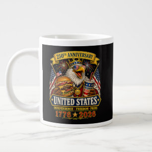 American 1776 2026 250th 4th July Independence Day Large Coffee Mug