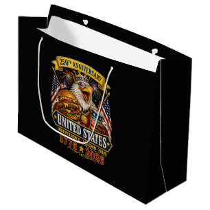 American 1776 2026 250th 4th July Independence Day Large Gift Bag