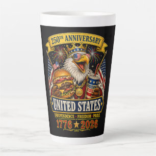 American 1776 2026 250th 4th July Independence Day Latte Mug