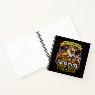 American 1776 2026 250th 4th July Independence Day Notebook