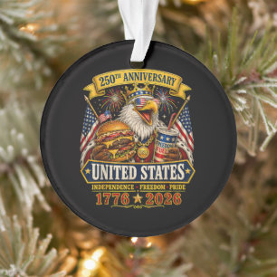 American 1776 2026 250th 4th July Independence Day Ornament