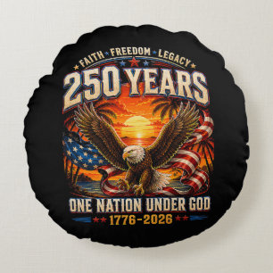 American 1776 2026 250th 4th July Independence Day Round Pillow