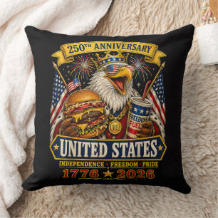 American 1776 2026 250th 4th July Independence Day Throw Pillow