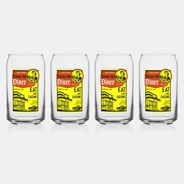 American 1950's Diner Can Glass (Front)