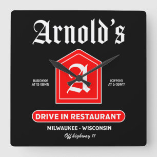 American 1950's Diner Square Wall Clock