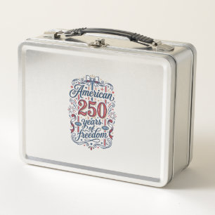 American 250 Years of Freedom Patriotic Shirt Desi Metal Lunch Box
