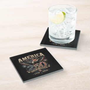 American 250th Anniversary Patriotic USA 4th July Glass Coaster