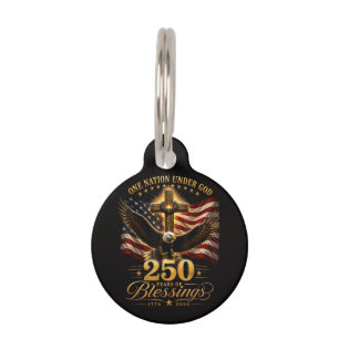 American 250th Anniversary Patriotic USA 4th July Pet Tag