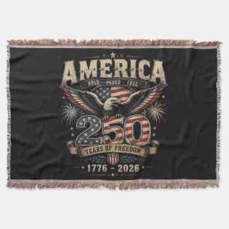 American 250th Anniversary Patriotic USA 4th July Throw Blanket