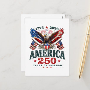 American 250th Anniversary USA Patriotic 4th July Holiday Postcard