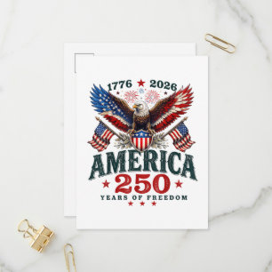 American 250th Anniversary USA Patriotic 4th July Invitation Postcard
