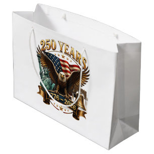 American 250th Anniversary USA Patriotic 4th July Large Gift Bag
