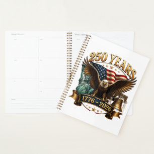 American 250th Anniversary USA Patriotic 4th July Planner