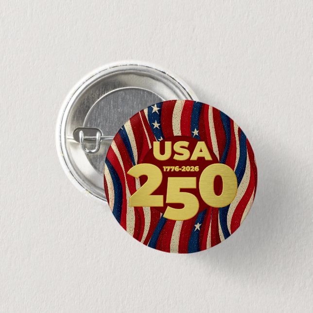American 250th Birthday Anniversary 2026  1 Inch Round Button (Front & Back)